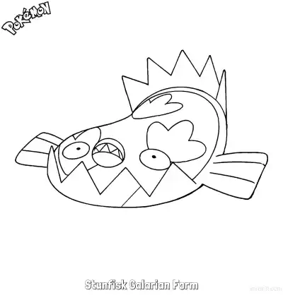 Free printable Stunfisk Galarian Form Coloring Page - Free Printable Pokemon Coloring Sheets coloring page
